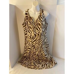 Rafaella animal print 100 linen dress size 14  large rn #95615